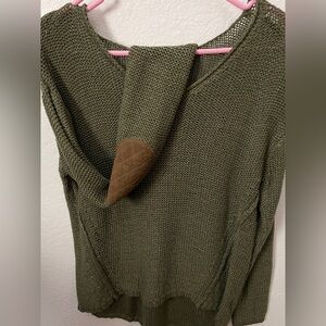 RDI Olive Knit Sweater with Brown Detail